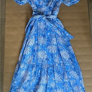 Lilly Pulitzer Blue and White Ezralyn Floral Maxi Dress